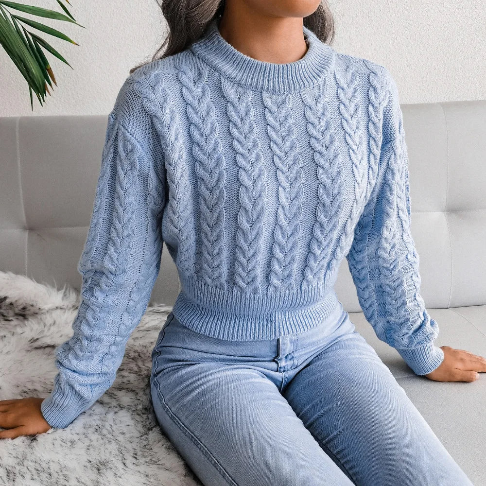 Women’s Twisted Waist Knitted Cropped Sweater