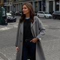 Women’s Long Gray Wool Peacoat