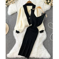 Women’s Elegant V-Neck Knitted Mermaid Dress Set