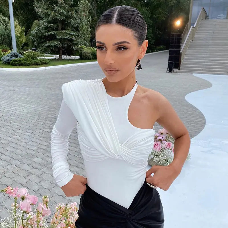 Women One-Shoulder Onesie Top