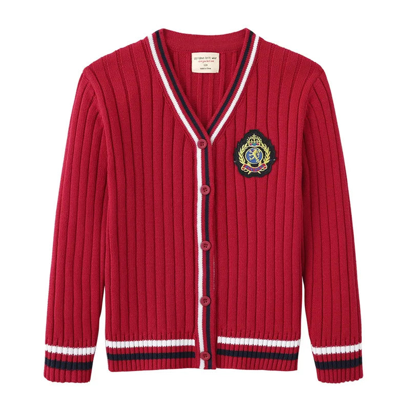 Children’s Knitted College-Style Cardigan Sweater