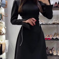 Women’s Elegant Black Long Sleeve Maxi Dress
