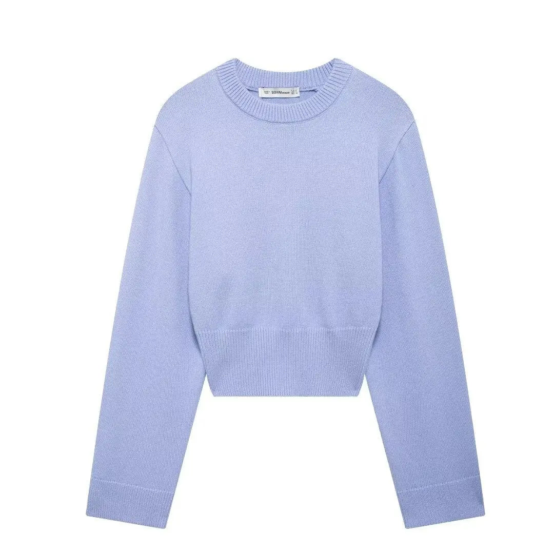 Women’s O-Neck Long Sleeve Knitted Pullover Sweater