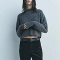 Women’s Cropped O-Neck Knitted Sweater