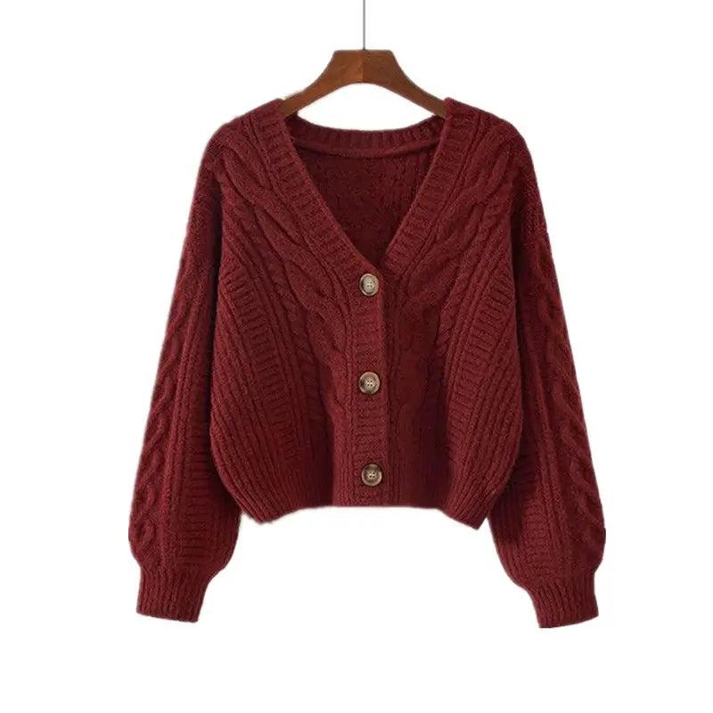 Women’s Autumn Winter Short High Waist Cardigan