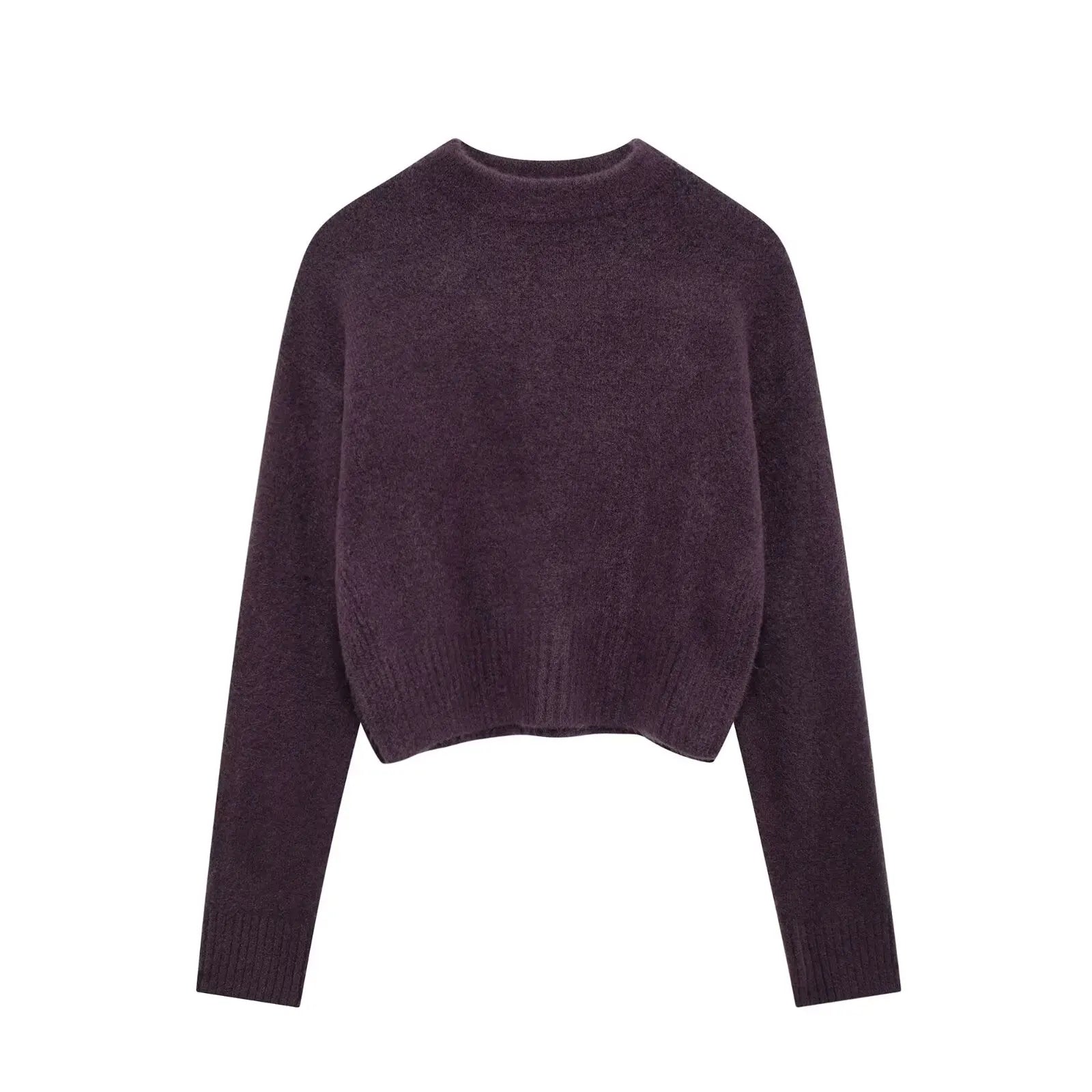 Women’s Cropped O-Neck Knitted Sweater