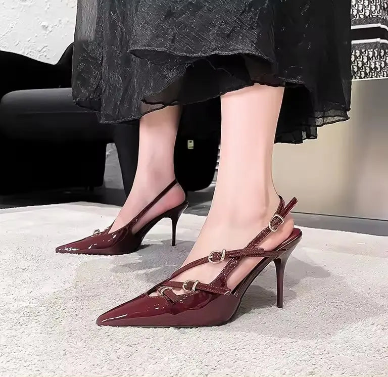 Pointed-Toe Heeled Sandals