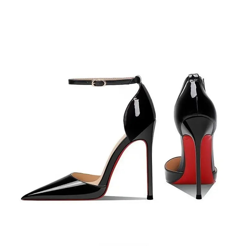 Women's Patent Ankle Strap Buckle Pumps