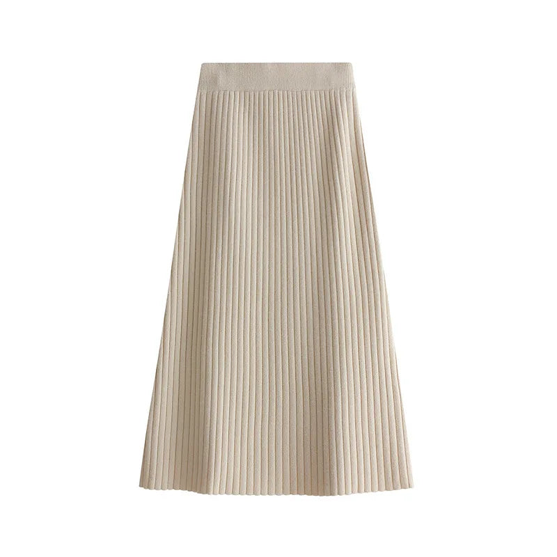 Women’s Korean-Inspired Knit High-Waist A-Line Skirt