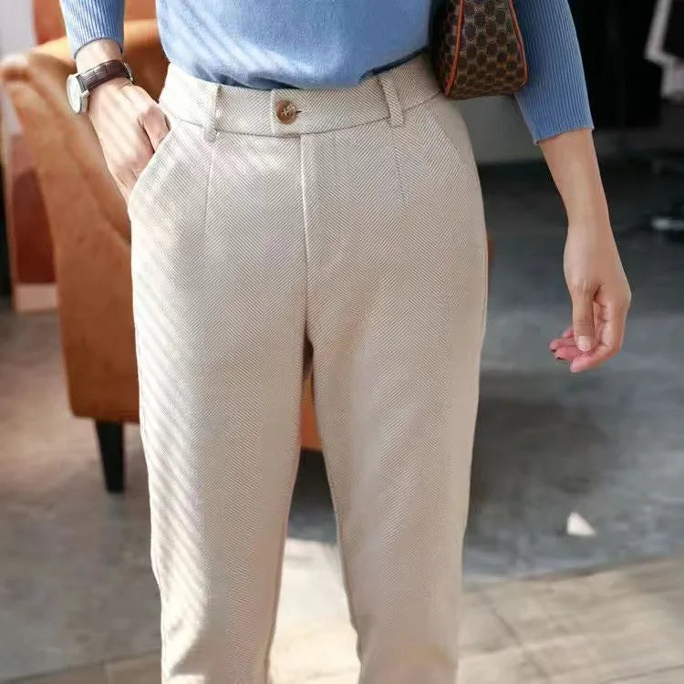 Women’s High Waisted Casual Cotton Suit Pants