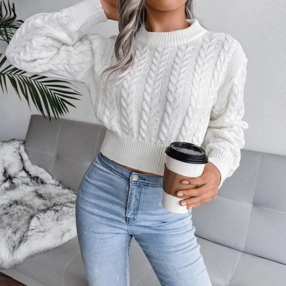 Women’s Twisted Waist Knitted Cropped Sweater