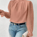 Half-High Neck Wavy Chiffon Blouse