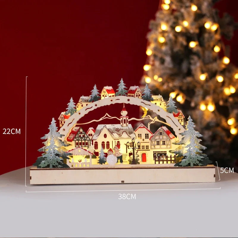 LED Wooden Christmas Village Decoration with Lights