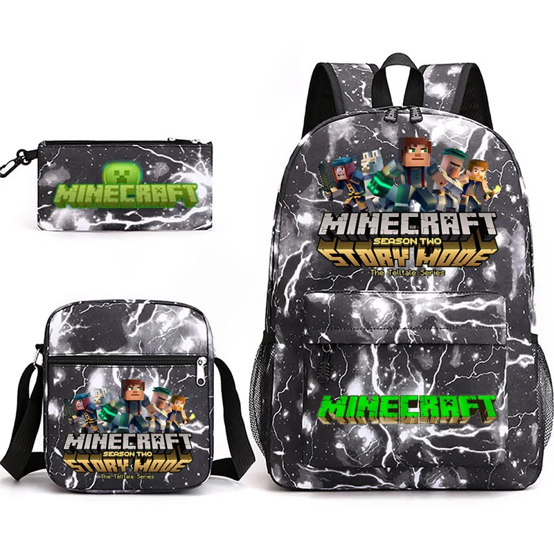 3-Piece Game-Themed School Backpack Set – With Pencil Case & Lunch Bag
