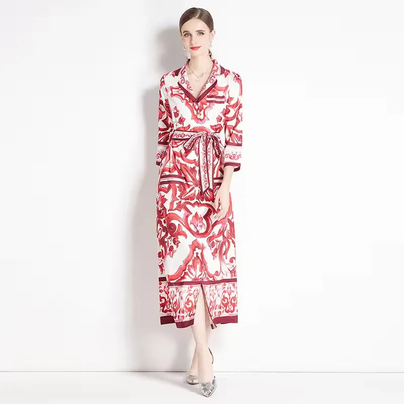 Women’s Printed Maxi Shirt Dress