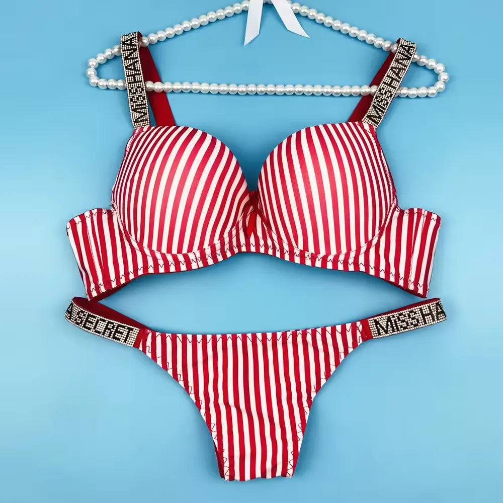 Lingerie Vendors Cloth Halter Backless Cute Underwear Black Plus Size Crystal Bra Panties Set For Mature Women