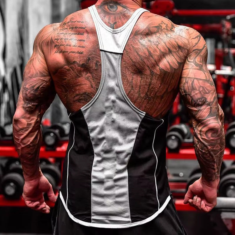 Breathable Fitness Vest Gym I-shape Tank Top Men Bodybuilding Vest Workout Shirt