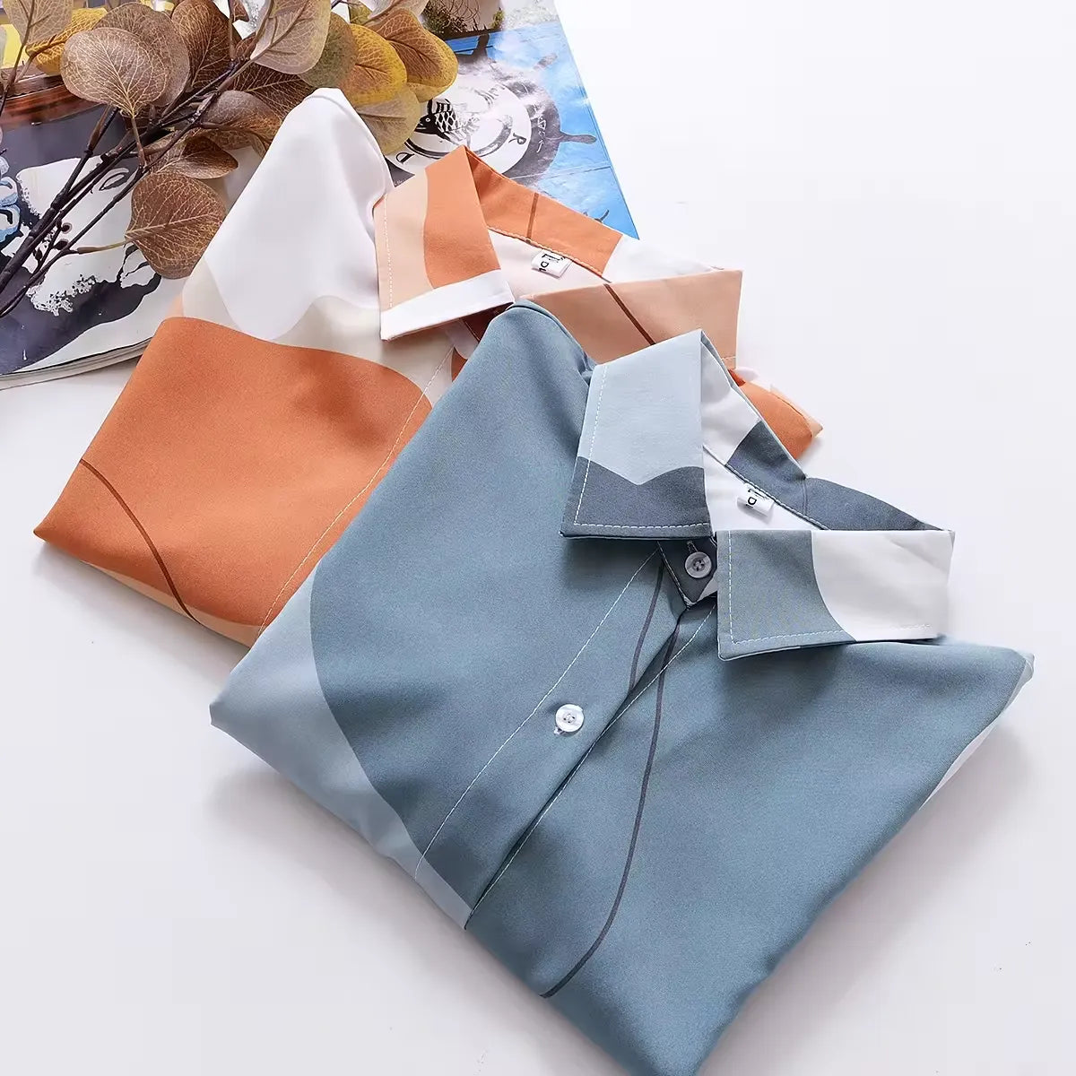 Floral Print Loose Lapel Long-Sleeved Fashion Shirt