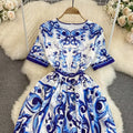 Mayorika Porcelain Flower Print Long Dress