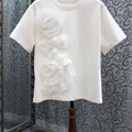 3D Floral Short-Sleeved Cotton Tee