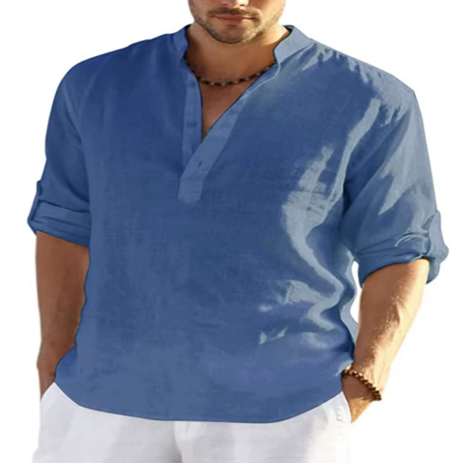 Men's Loose-Fit Cotton Linen Shirt