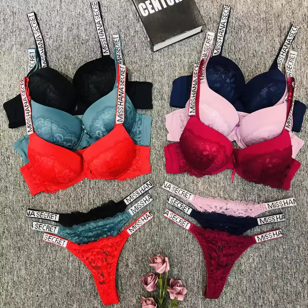 beautiful back bra set women's large size push-up underwear adjustable comfortable sexy lace bra