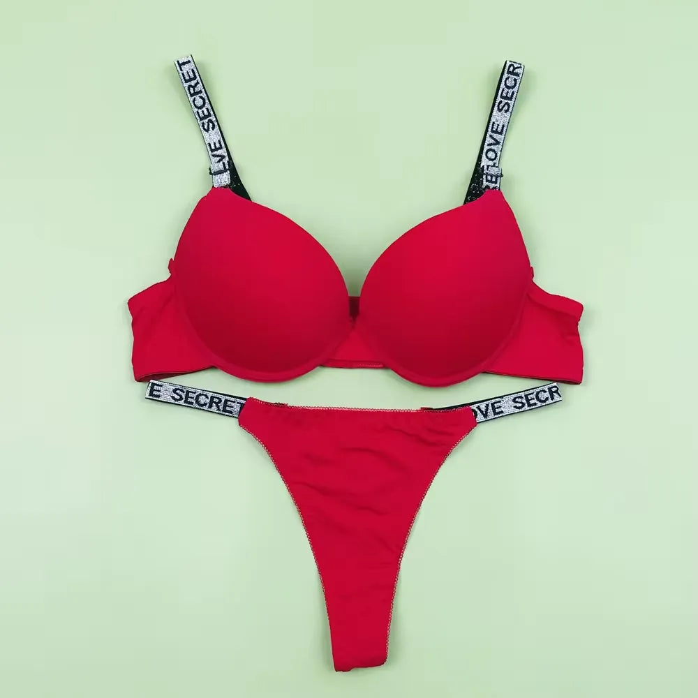 Cross underwear, underwear, thin massage cup, breathable push-up bra, women's thong, beautiful back bra set