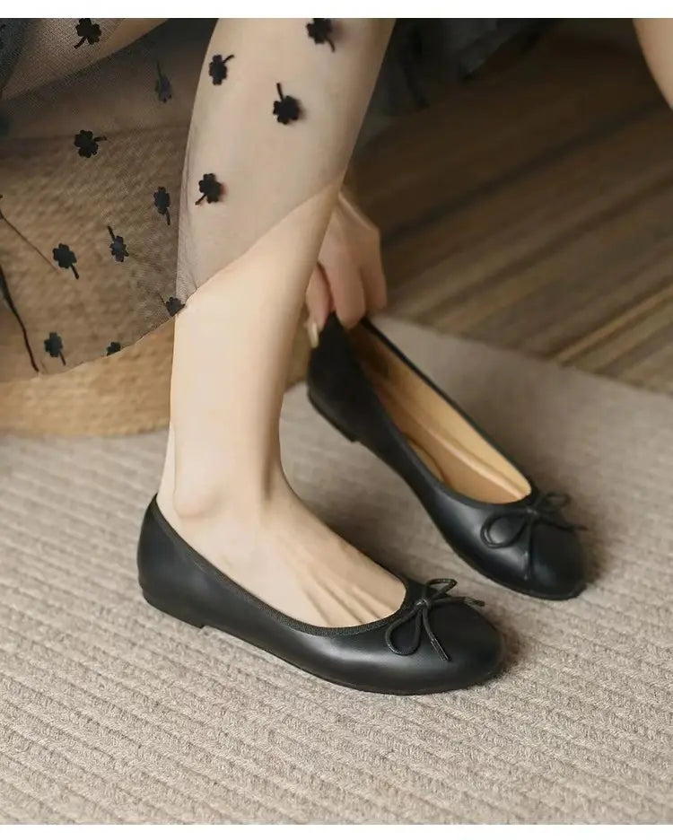 Cute Multi Color Glitter Leather Bow-knot Ballerina Women's Flats comfort Slip-on Fold up Flat Ladies Loafers Shoes