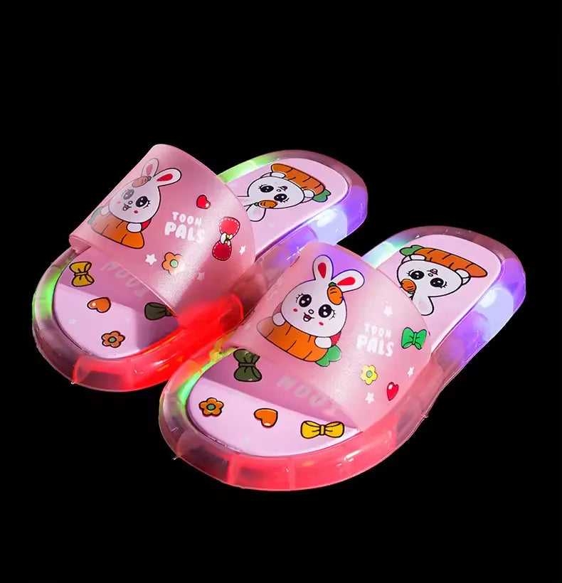 Children's slippers fashionable crystal shoes sparkling lighting for boys and girls Cool slippers