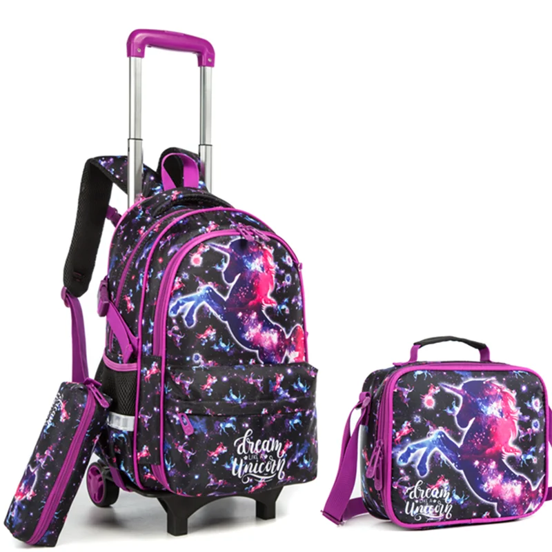 3 Pcs Set Trolley Bag with Pencil case and Lunch Bag