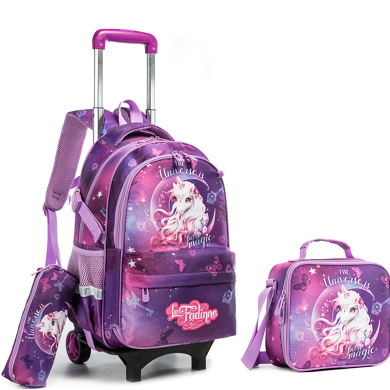 3 Pcs Set Trolley Bag with Pencil case and Lunch Bag