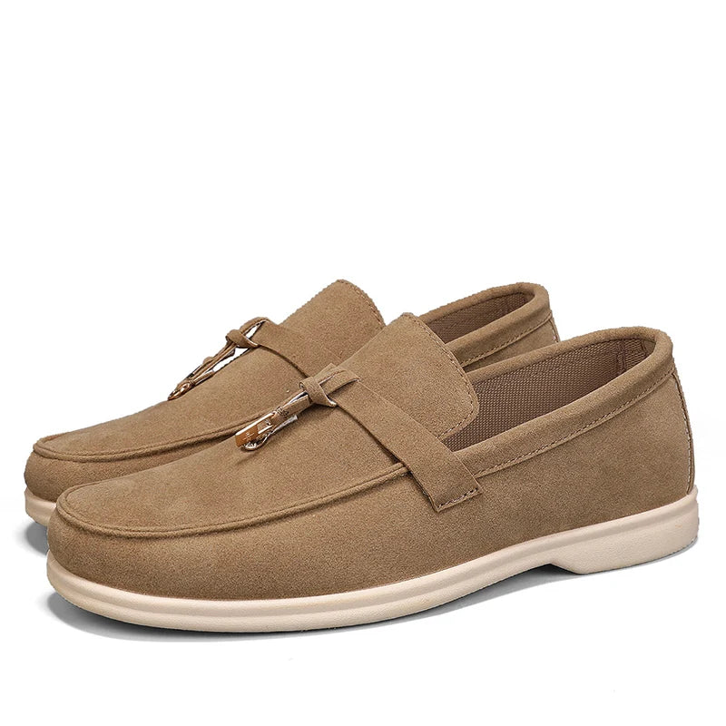 Men’s Faux Suede Floral Slip-On Loafers