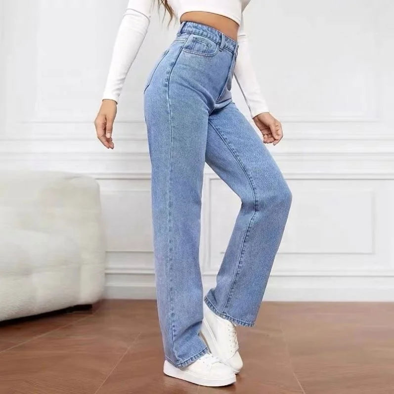 Wide Leg Washed Color Jeans