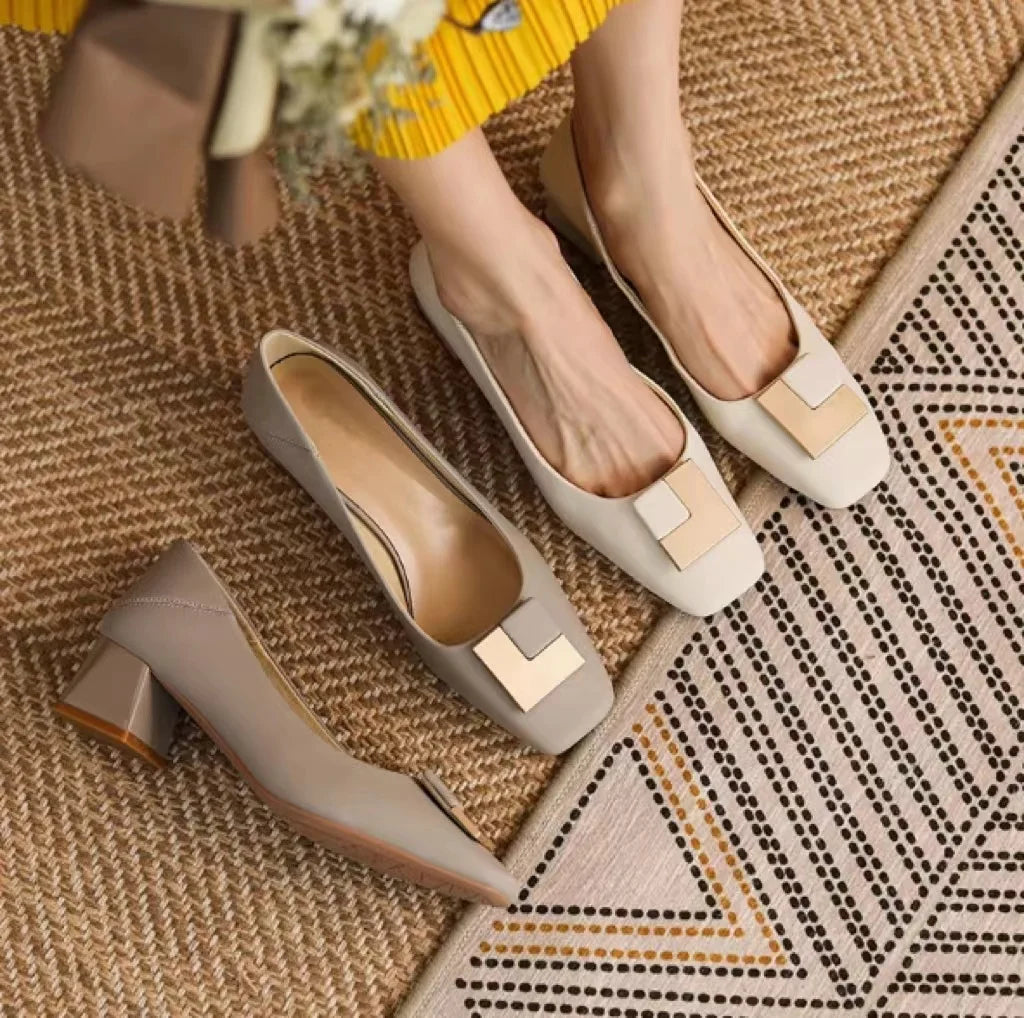 Thick Square Heel Flats