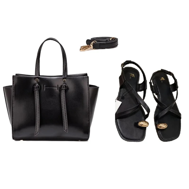 Flat Toe Sandals with Mini Matching Bag