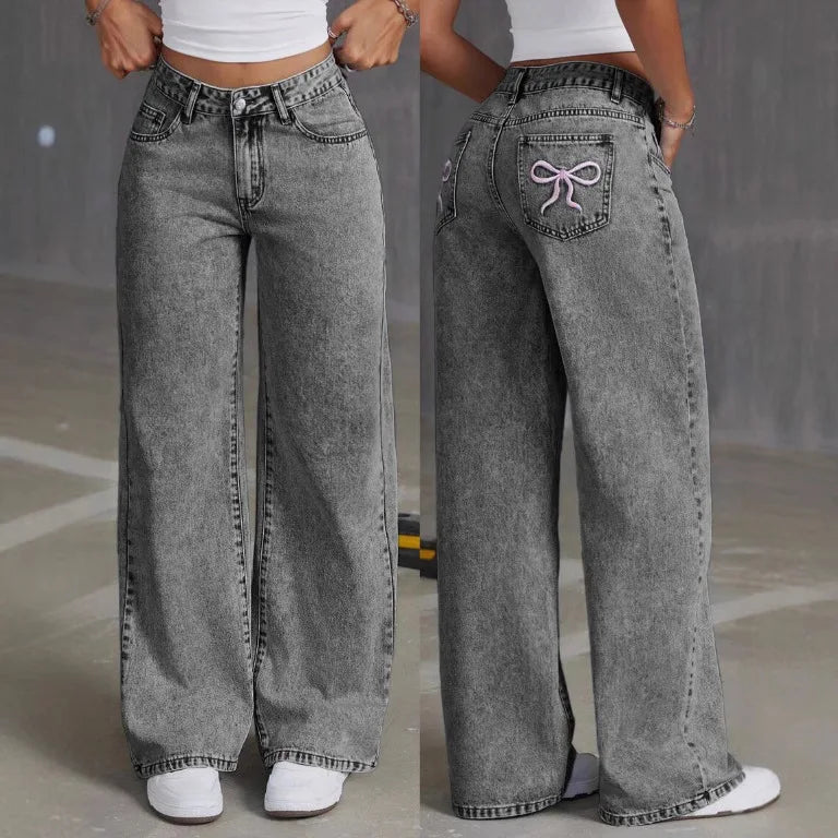 High Waist Straight Leg Denim Jeans