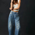 Women Barrel Jeans Fashion Wide Leg