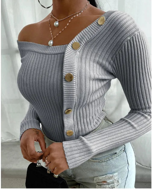 WOMEN V-Neck Button Blouses Shirts Autumn  winter season