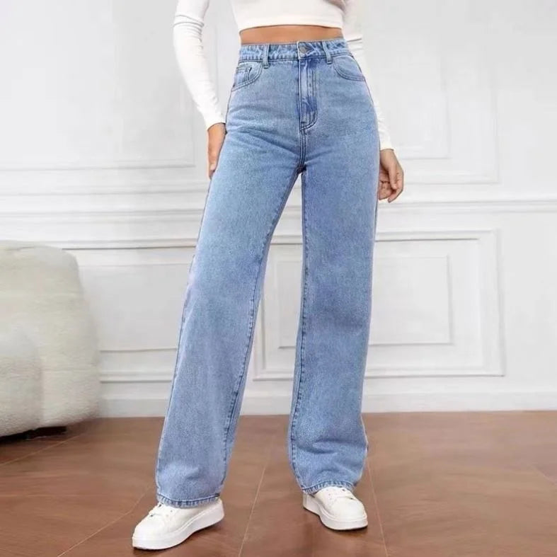 Wide Leg Washed Color Jeans