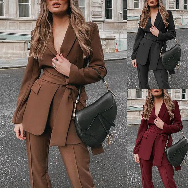 Women’s V-Neck Business Suit Set