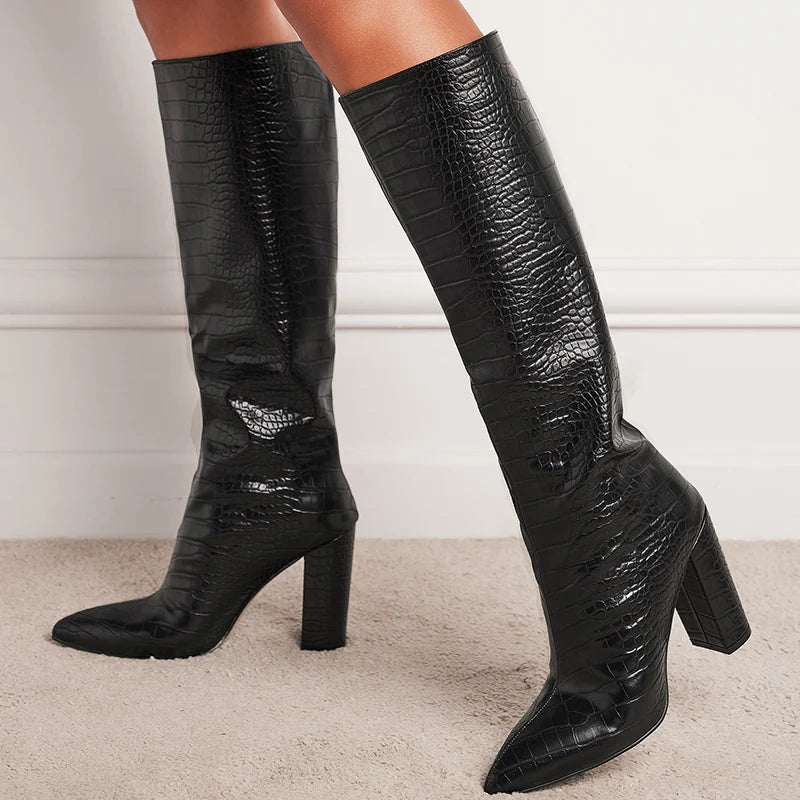 Women Thick Heel Knee High Boots. For winter season