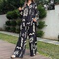 Oversized V-Neck Shirt & High-Waist Wide-Leg Pants Set