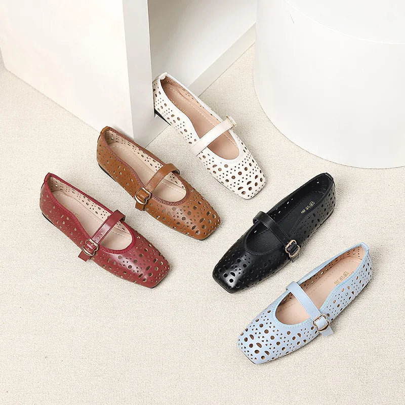 Women’s Retro Square Toe Slip-On Flats