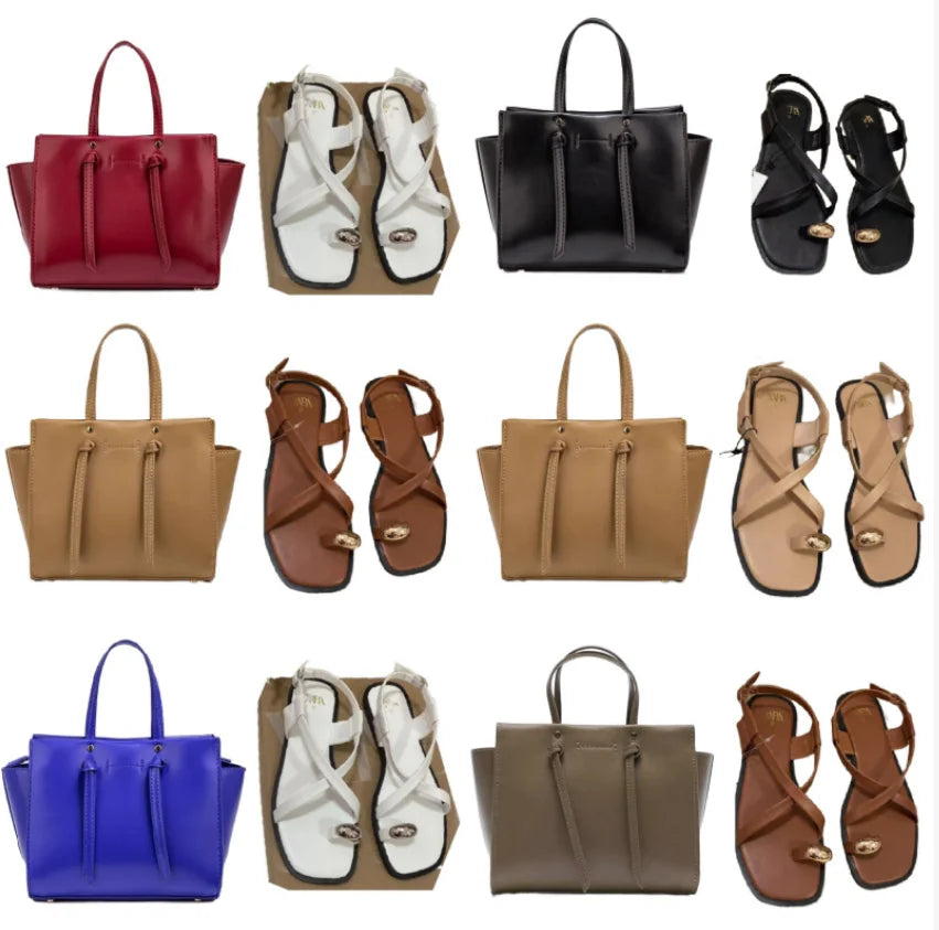 Flat Toe Sandals with Mini Matching Bag