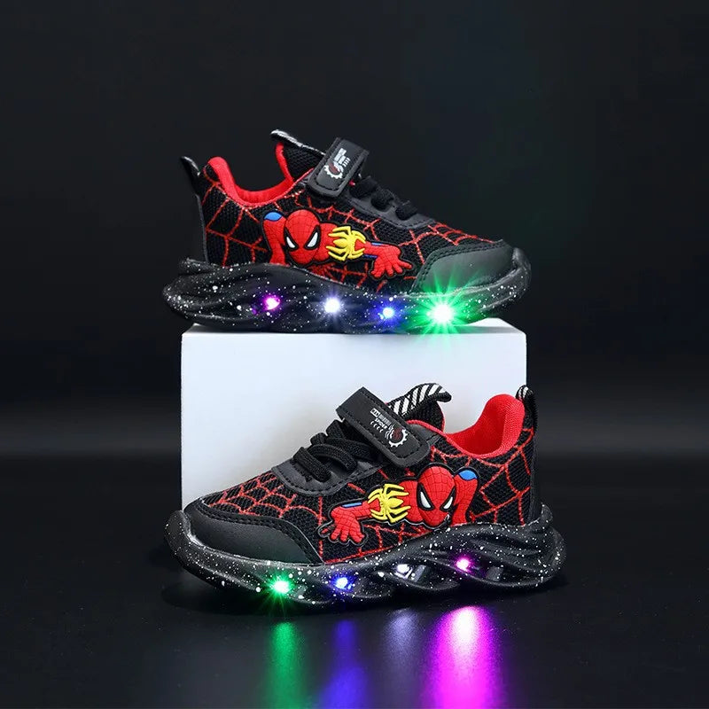 Cartoon Spiderman LED Light-Up Sneakers for Boys