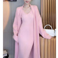 Women’s Elegant Knitted V-Neck Two Piece Dress