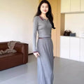 Women’s Two-Piece French Slim Knitted Pullover and Skirt Set