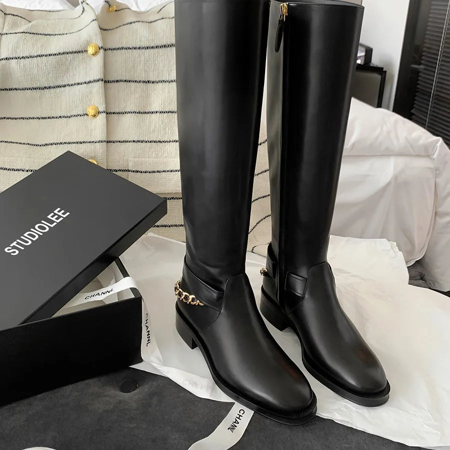 Women High Quality Thick Sole Zipper Long Boots for winter season