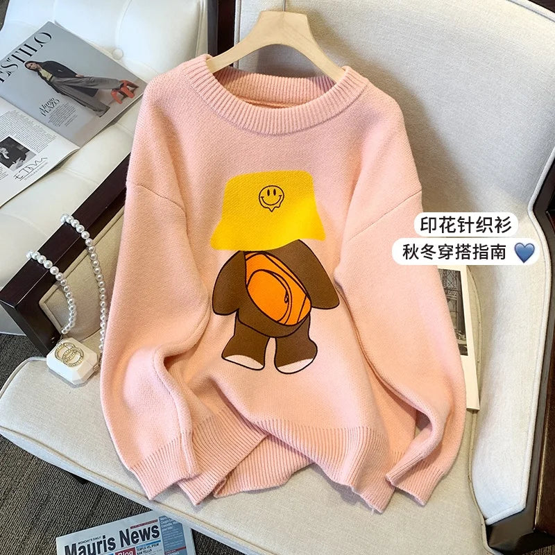 Women Smiling Face Sweater for winter season