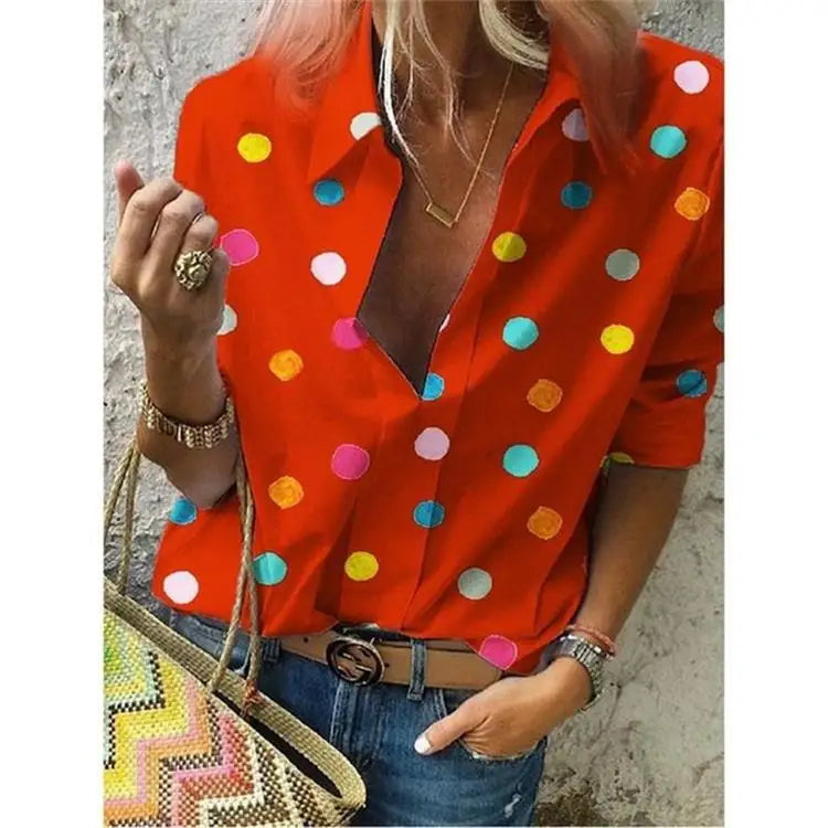 Women’s Colorful Polka Dot Blouse